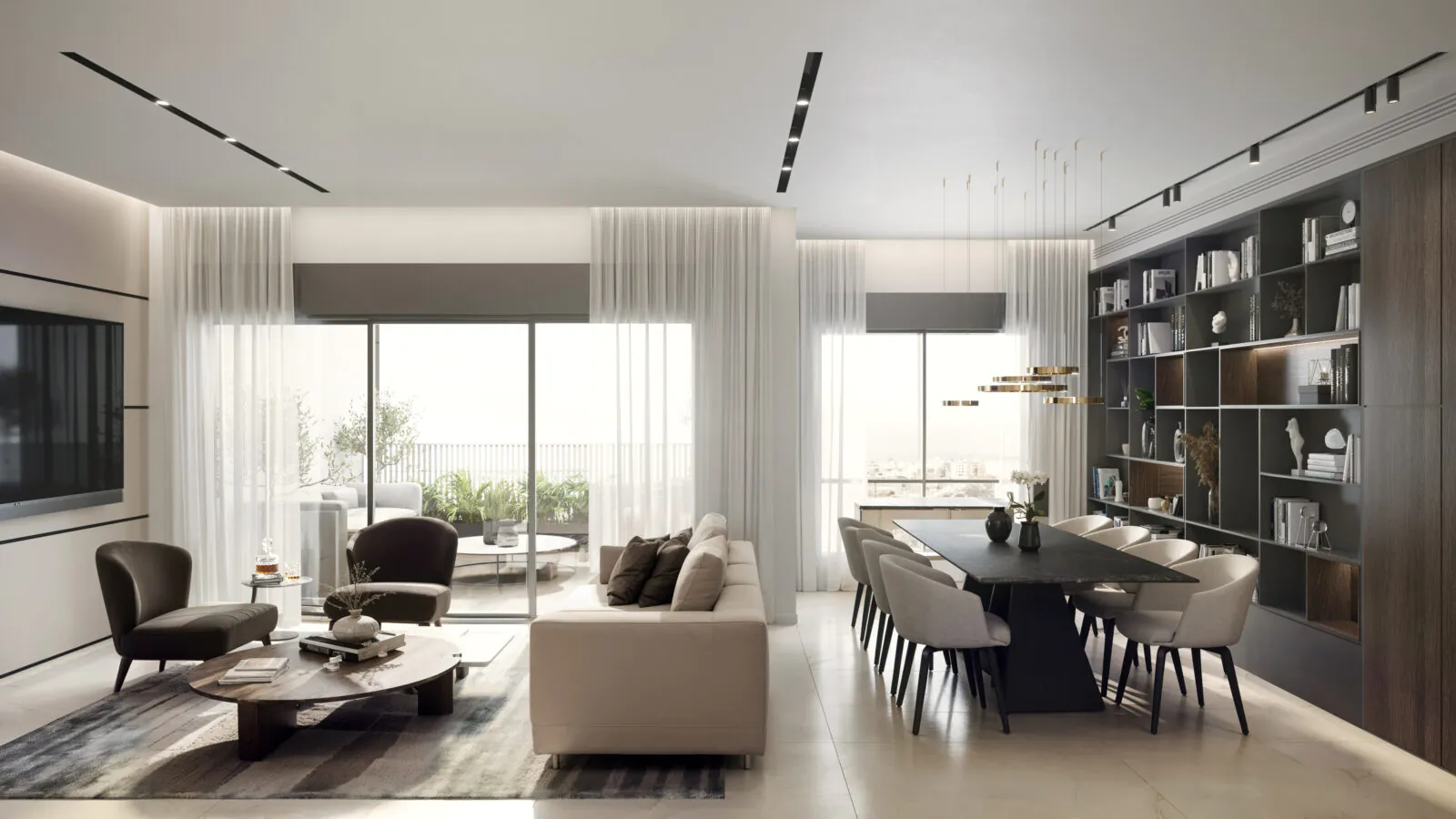 Living and dining, open-plan residence